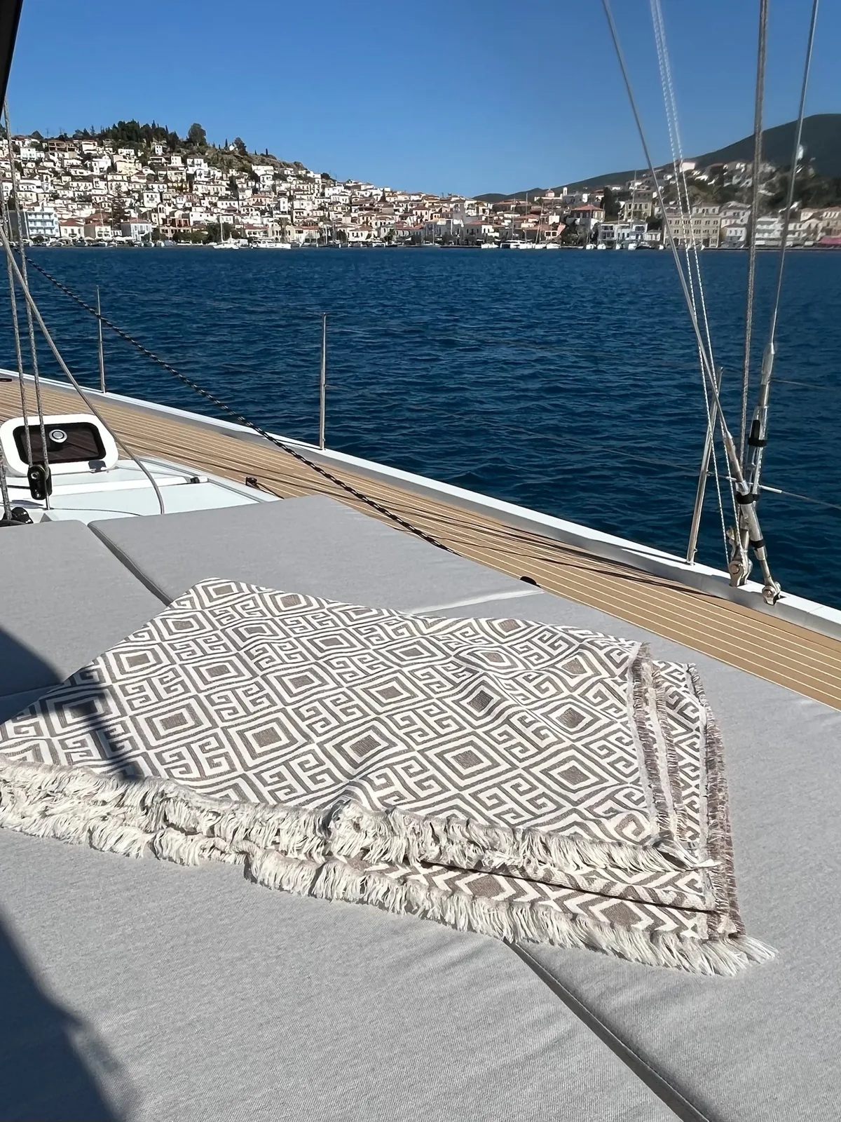 Soft deck detail aboard NAIS prepared for relaxed moments